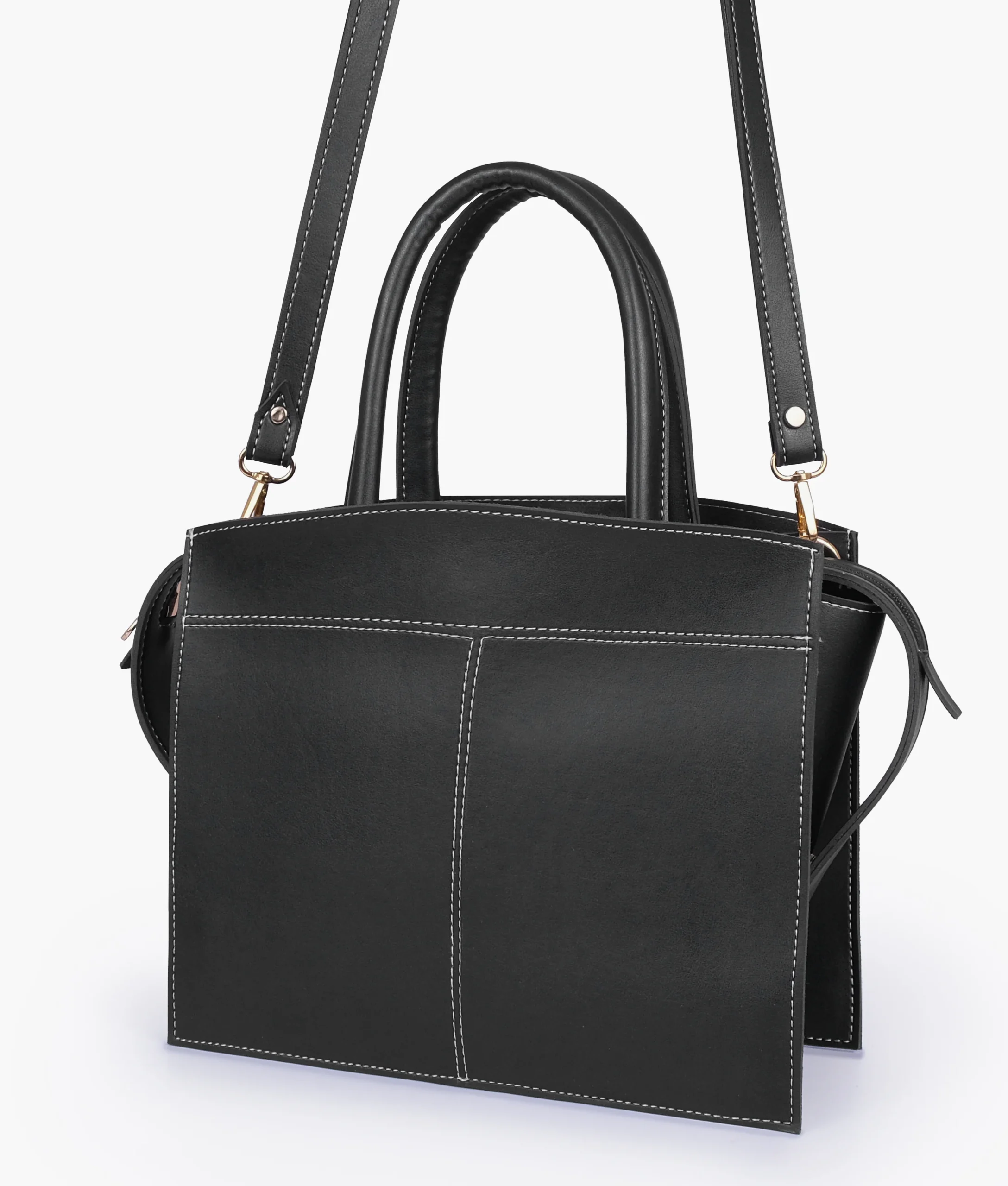 Black Trapeze Top Handle Bag
