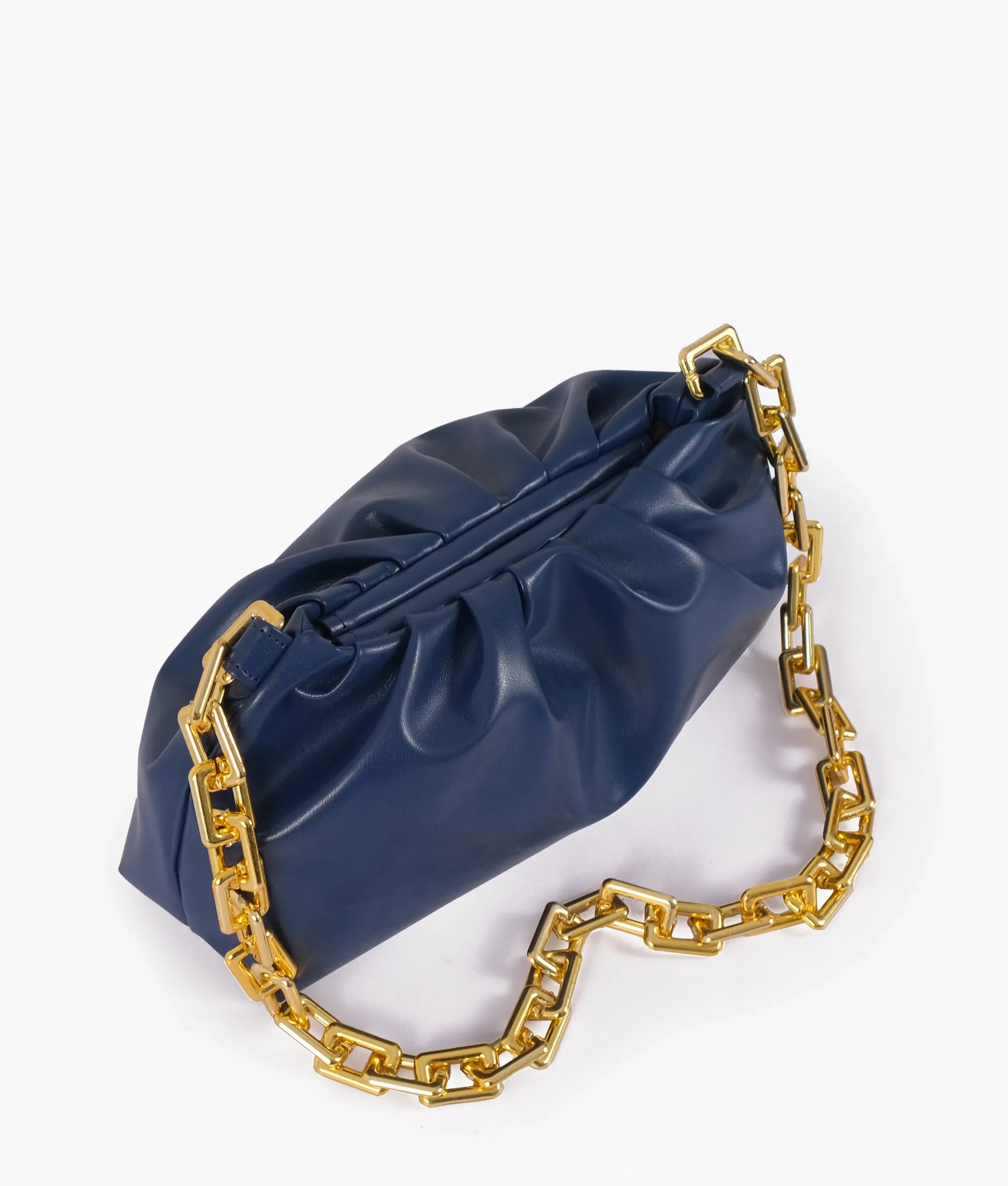 Blue handbag with zipper pocket and spacious interior for daily essentials