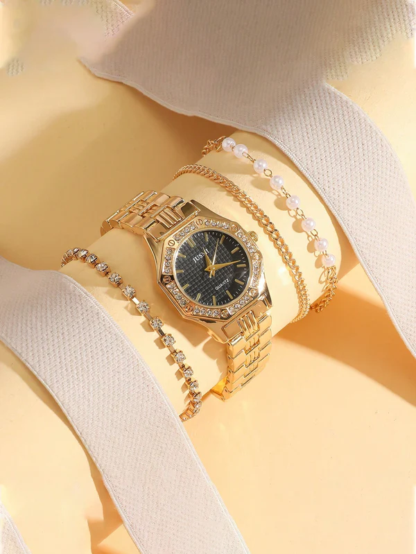 Bold Shein 5PCS Luxury Dial Watch Set for Women