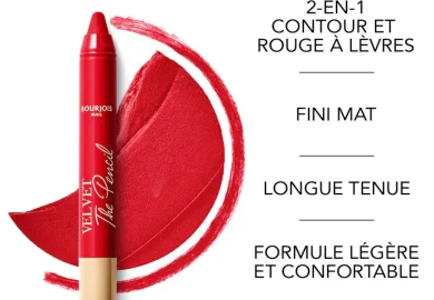 Bourjois Velvet The Pencil Lipstick Divine Red long-lasting matte lip pencil with intense red color