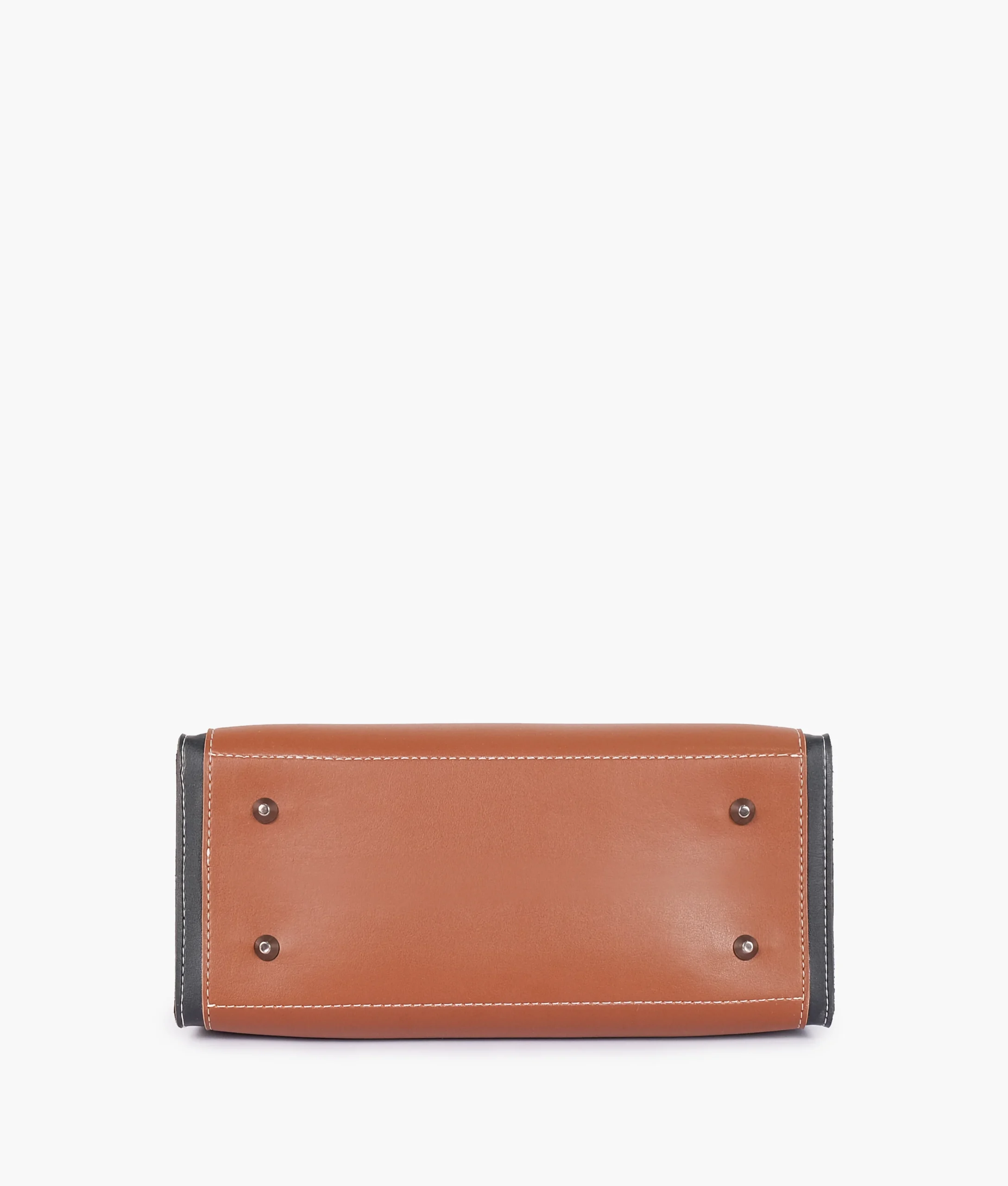 Elegant brown handbag showing spacious interior and organized compartments