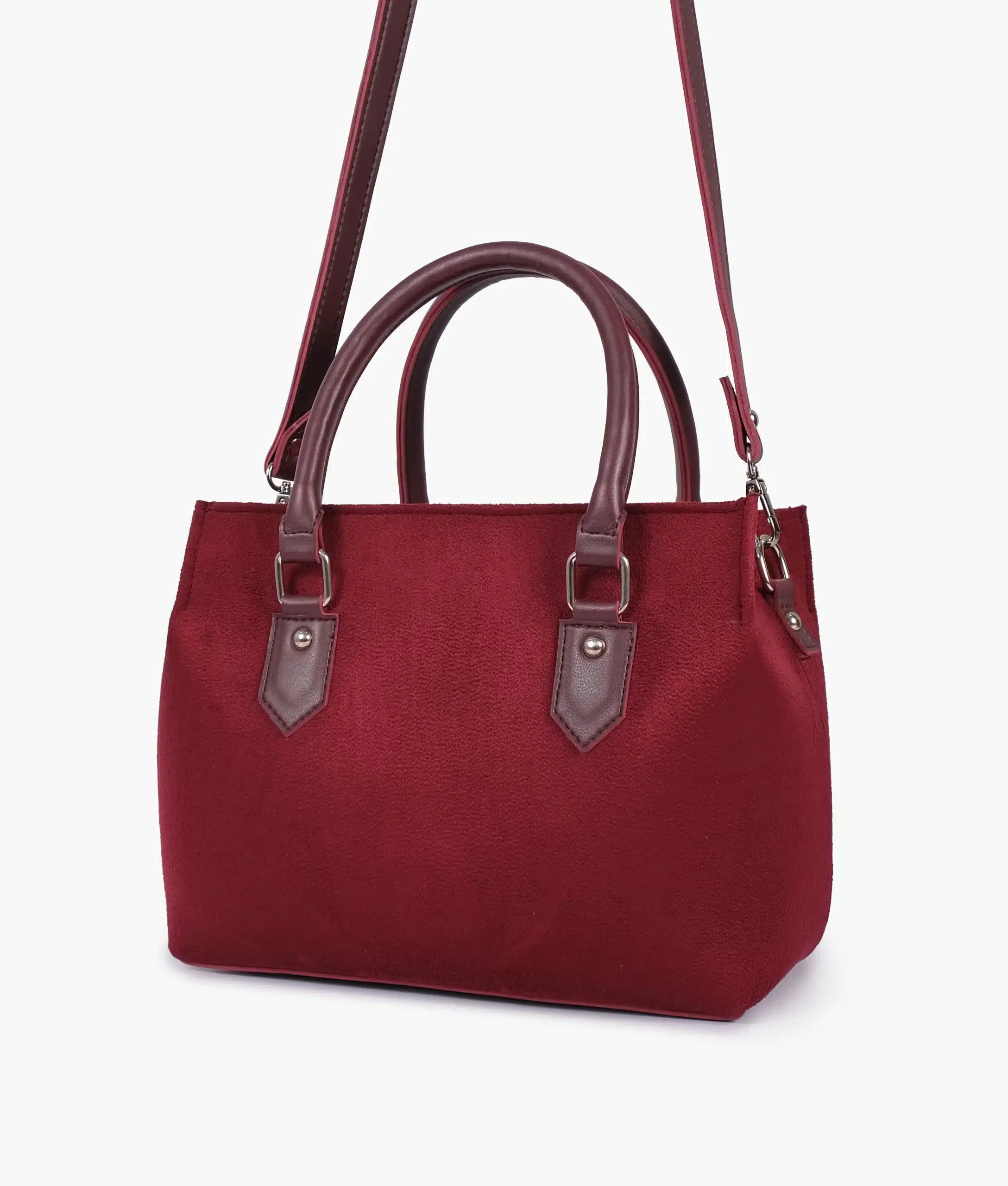 Burgundy Suede Small Satchel Bag