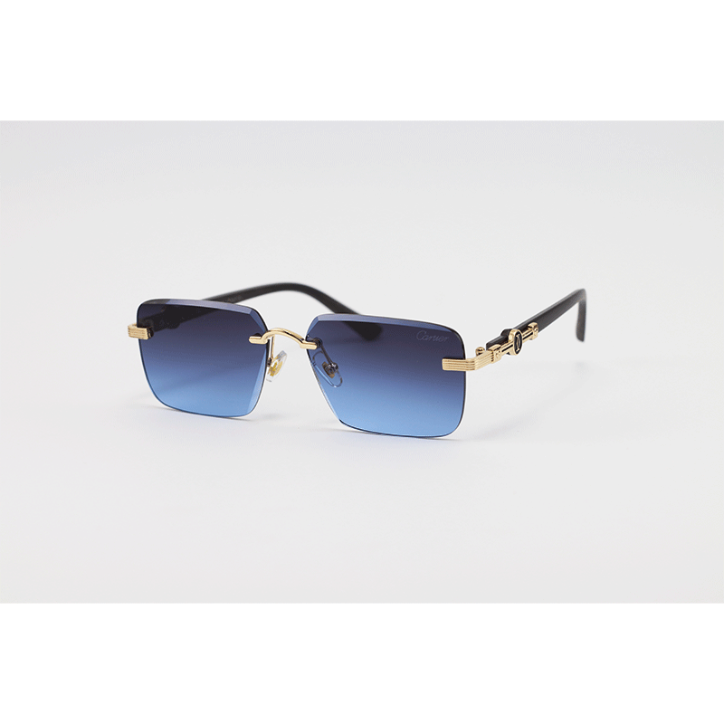 Cartier 3159 Golden Blue Gradient Rimless Sunglasses luxury rimless sunglasses with gold metal frame