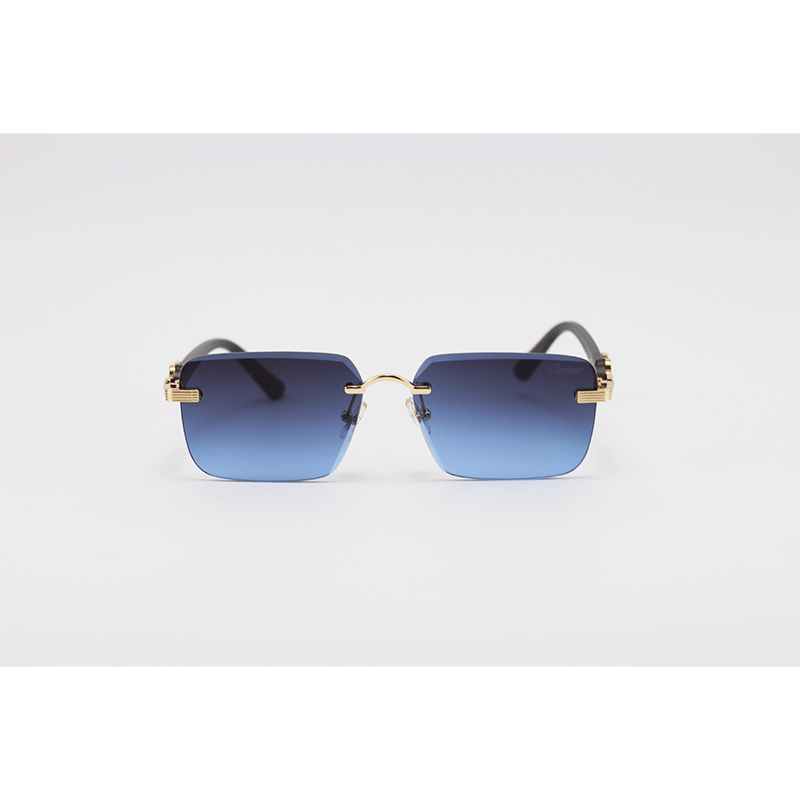 Cartier 3159 Golden Blue Gradient Rimless Sunglasses