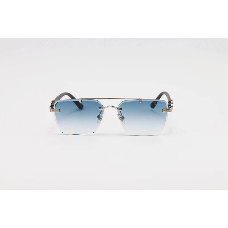 Cartier 3160 Acetate Metal Rimless Sunglasses