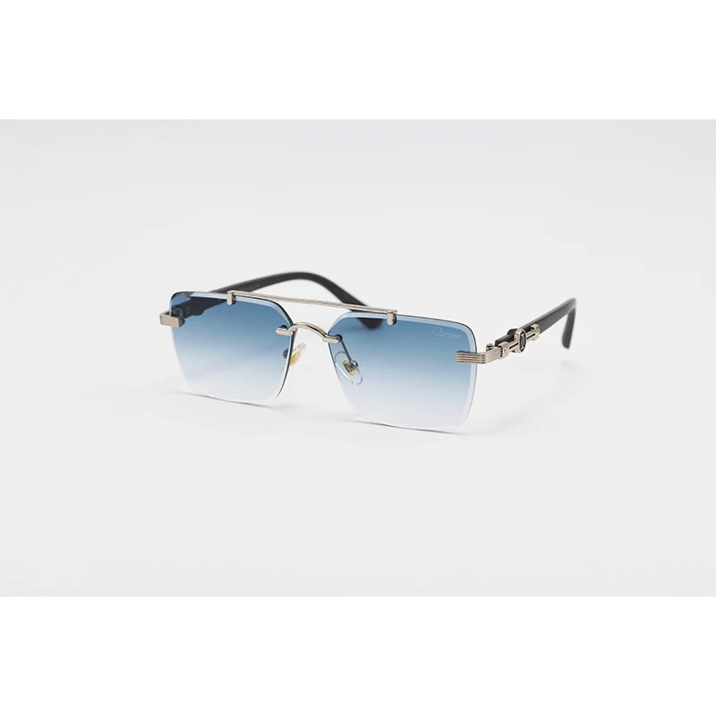 Cartier 3160 rimless rectangle sunglasses acetate metal luxury eyewear