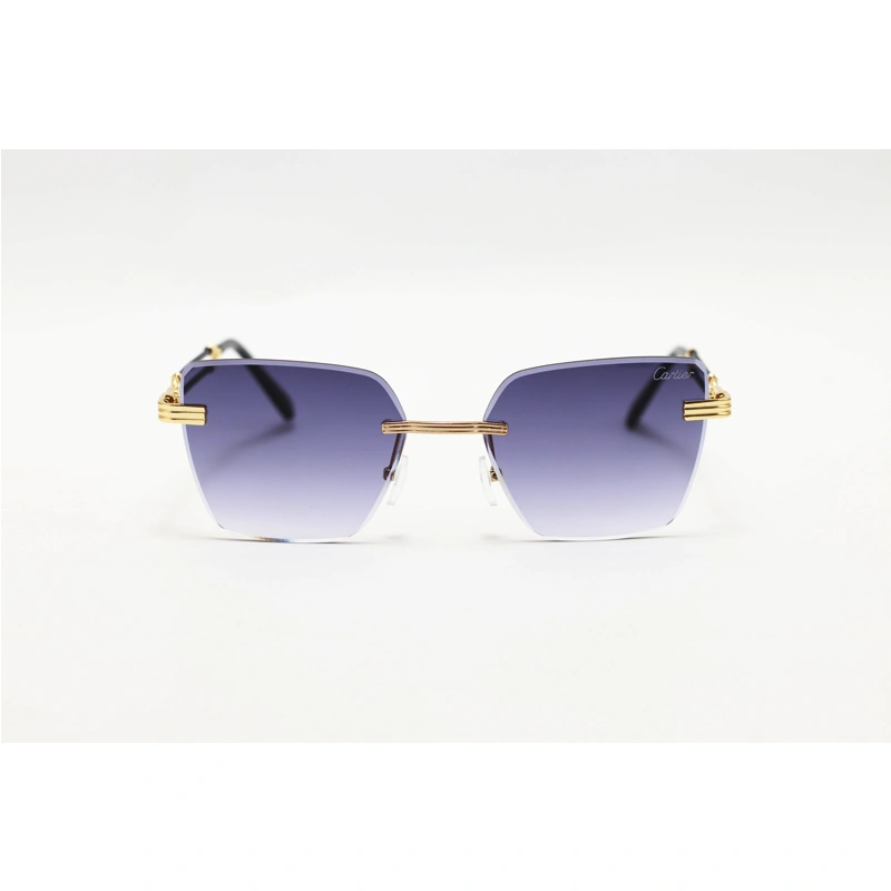 Cartier 5549 Golden Black Gradient Metal Rimless Sunglasses