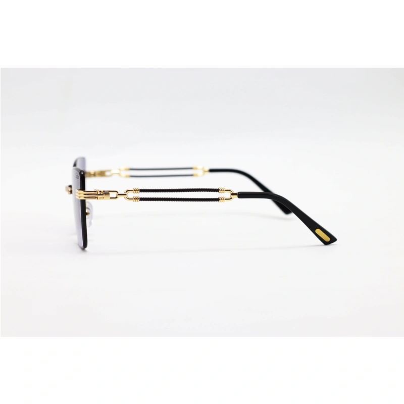 Cartier 5549 Golden Black Gradient Metal Rimless Sunglasses stylish rimless sunglasses with black gradient lenses