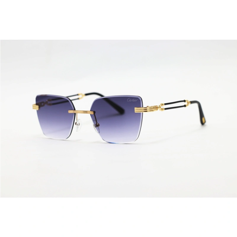 Cartier 5549 Golden Black Gradient Metal Rimless Sunglasses premium designer eyewear with elegant gold finish