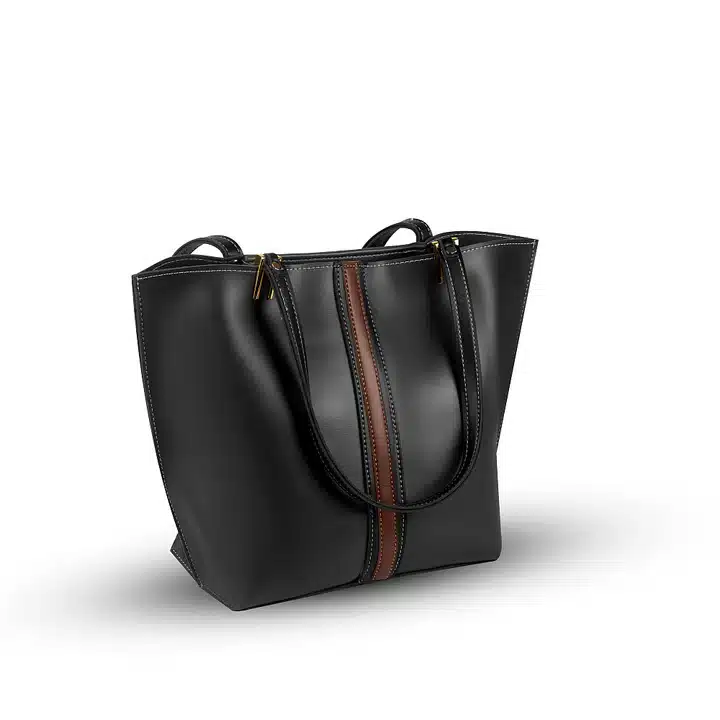 Premium black tote bag with minimalist design and organized storage