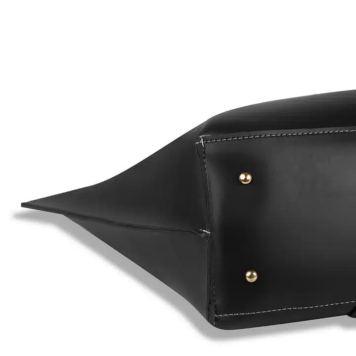 Black tote bag with large capacity and structured elegant design