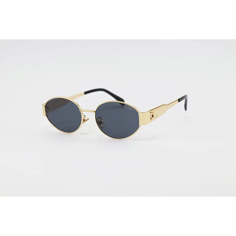 Celine 4S235 Golden Black Metal Oval Sunglasses stylish oval sunglasses with elegant golden metal finish
