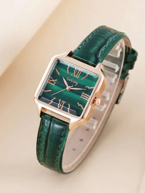 Charming Shein Square Quartz Watch & Jewelry Set