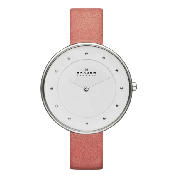 Charming Skagen Gitte Pink Leather Watch — 056