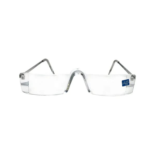 Classic metal rimless reading glasses transparent rectangle frame lightweight eyewear