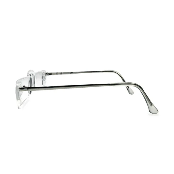 Transparent rimless rectangle reading glasses metal frame modern design