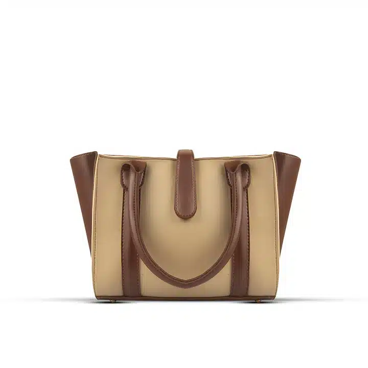 Coral beige handbag placed on a clean background showing soft color contrast and sleek design