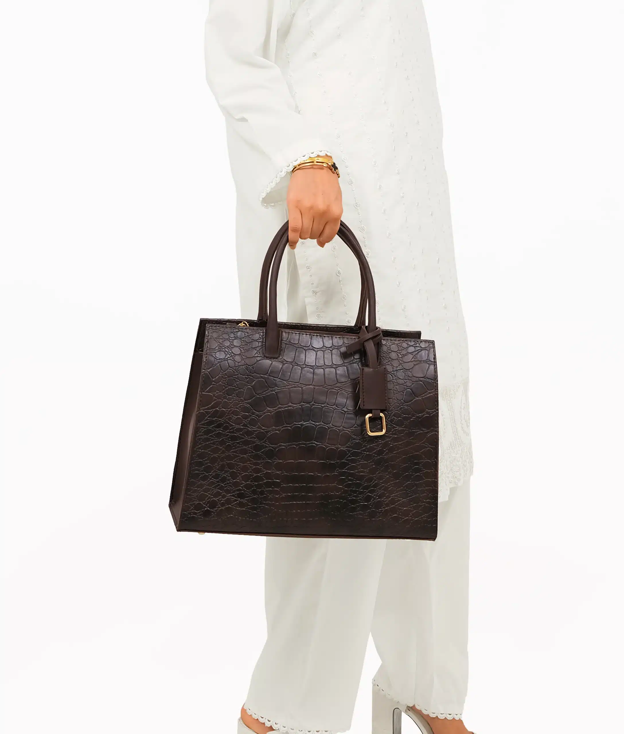 Dark Brown Crocodile Vintage Handbag