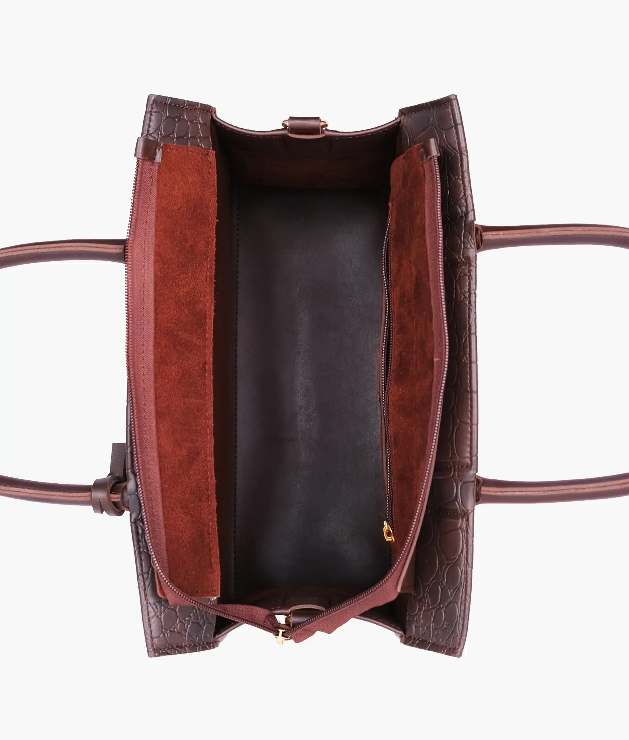 Vintage style brown handbag with spacious compartments and adjustable strap