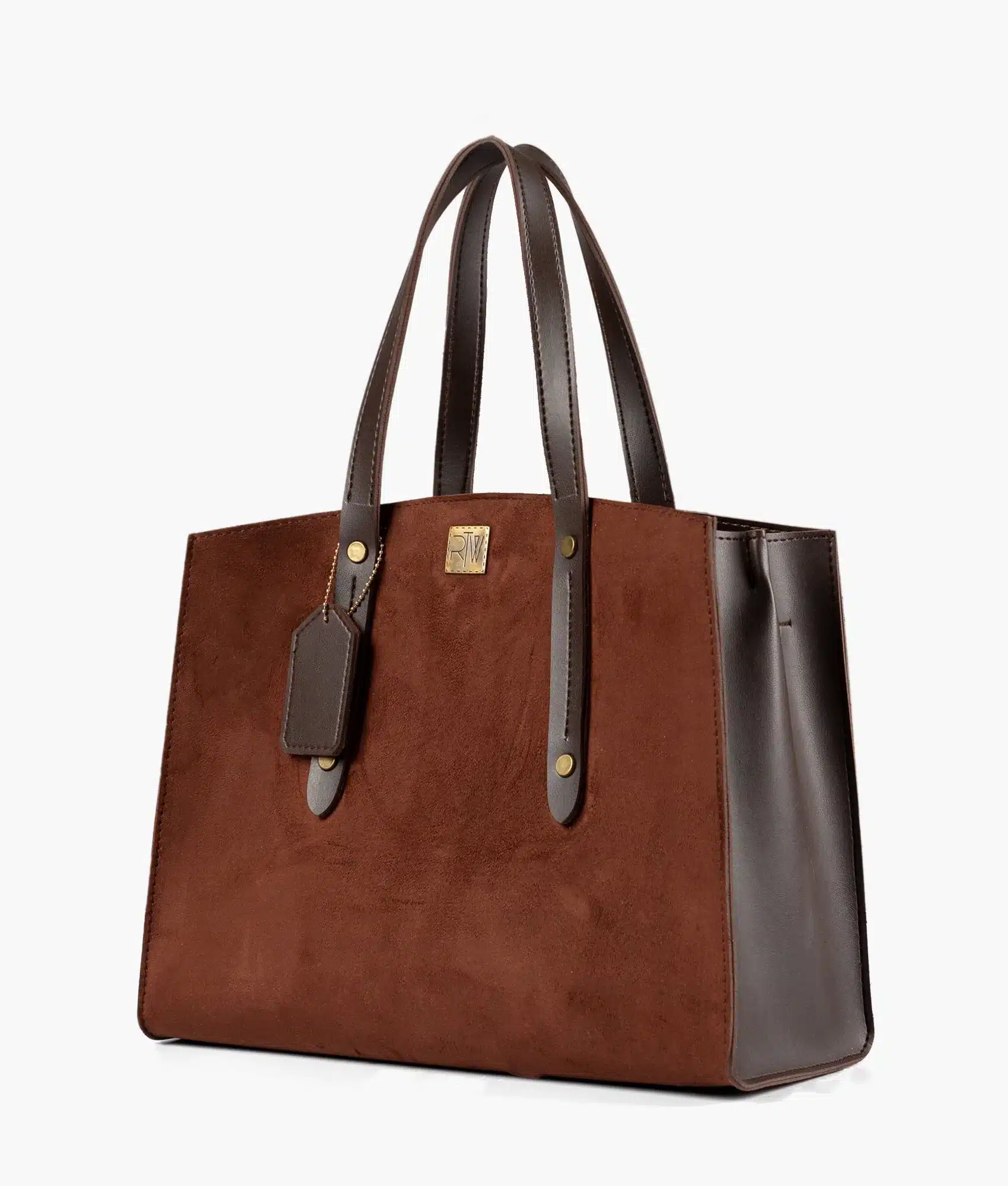 Dark Brown Suede Multi-Compartment Satchel Bag