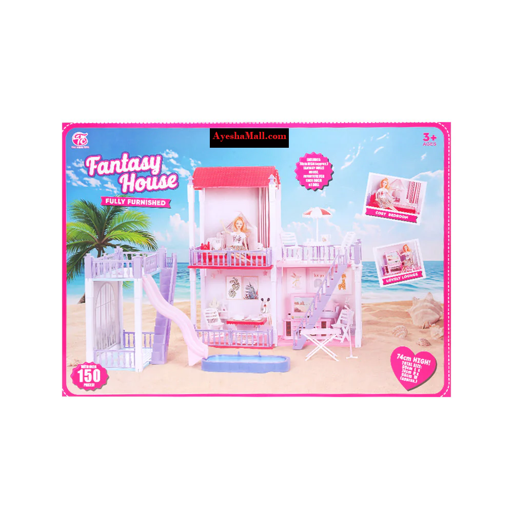 DreamNest Furnished Fantasy Villa Dollhouse – 971 (150-Piece Set)