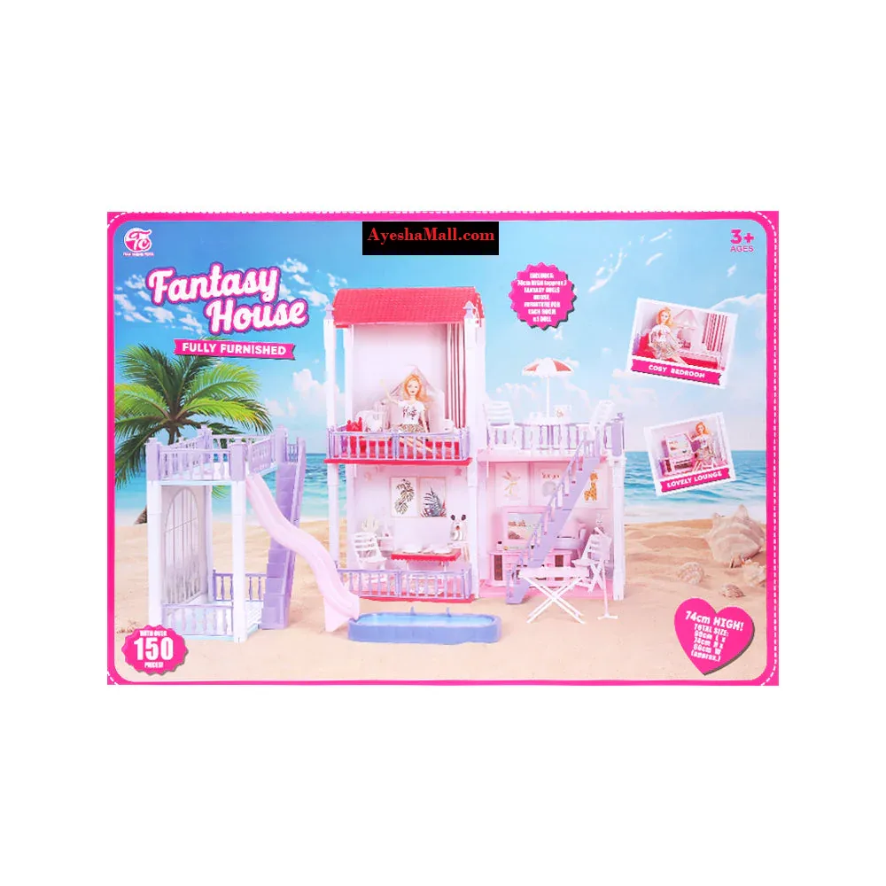 DreamNest Furnished Fantasy Villa Dollhouse – 971 (150-Piece Set)