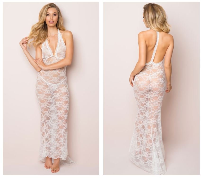 Enchanting Long Lace Gown and Panty