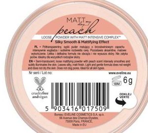 Lightweight peach tinted loose powder providing oil control and smooth complexion
