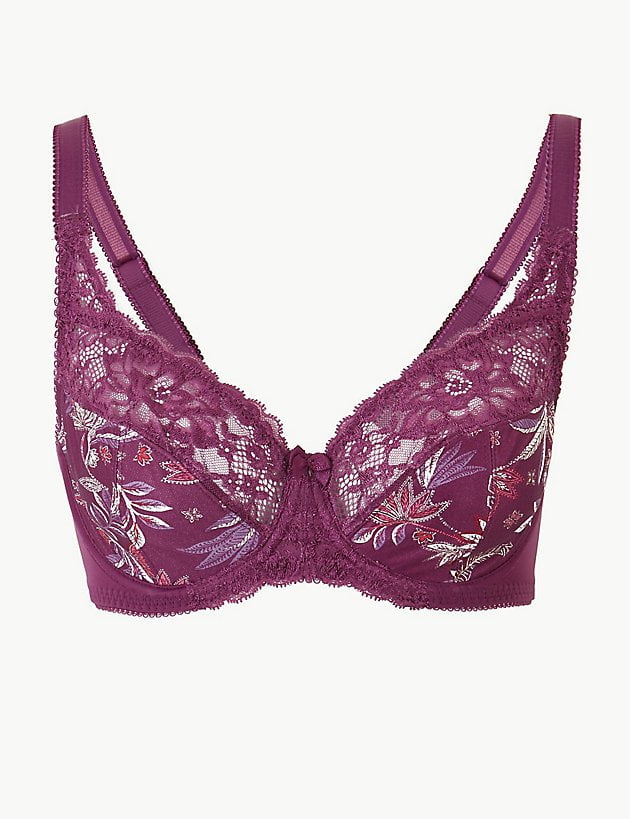 Floral Jacquard Lace Non-Padded Full Cup Bra