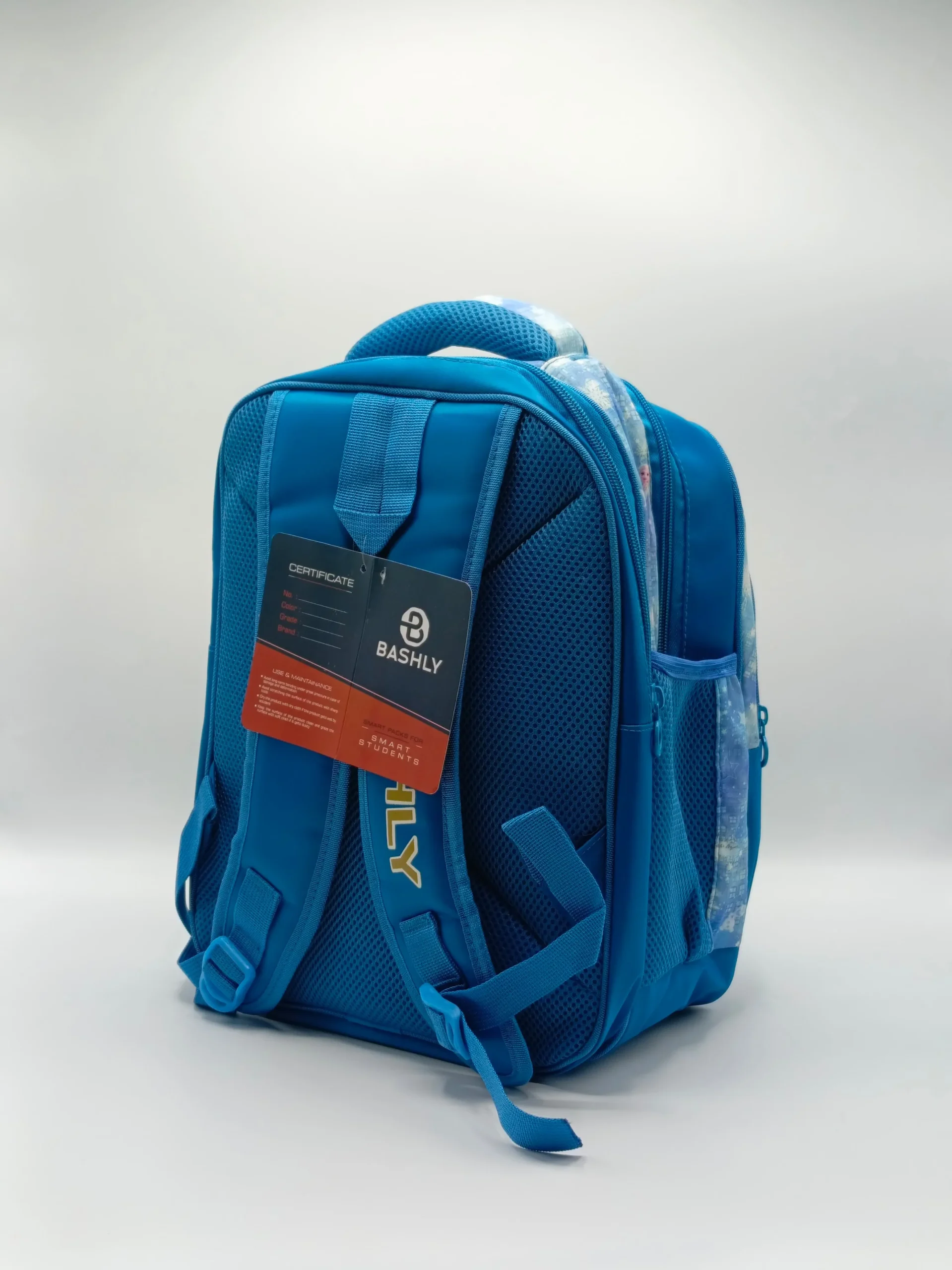 Cute Frozen-Themed Blue School Backpack featuring a vibrant icy blue design with beloved characters, spacious compartments, and a lightweight build for everyday school use.
