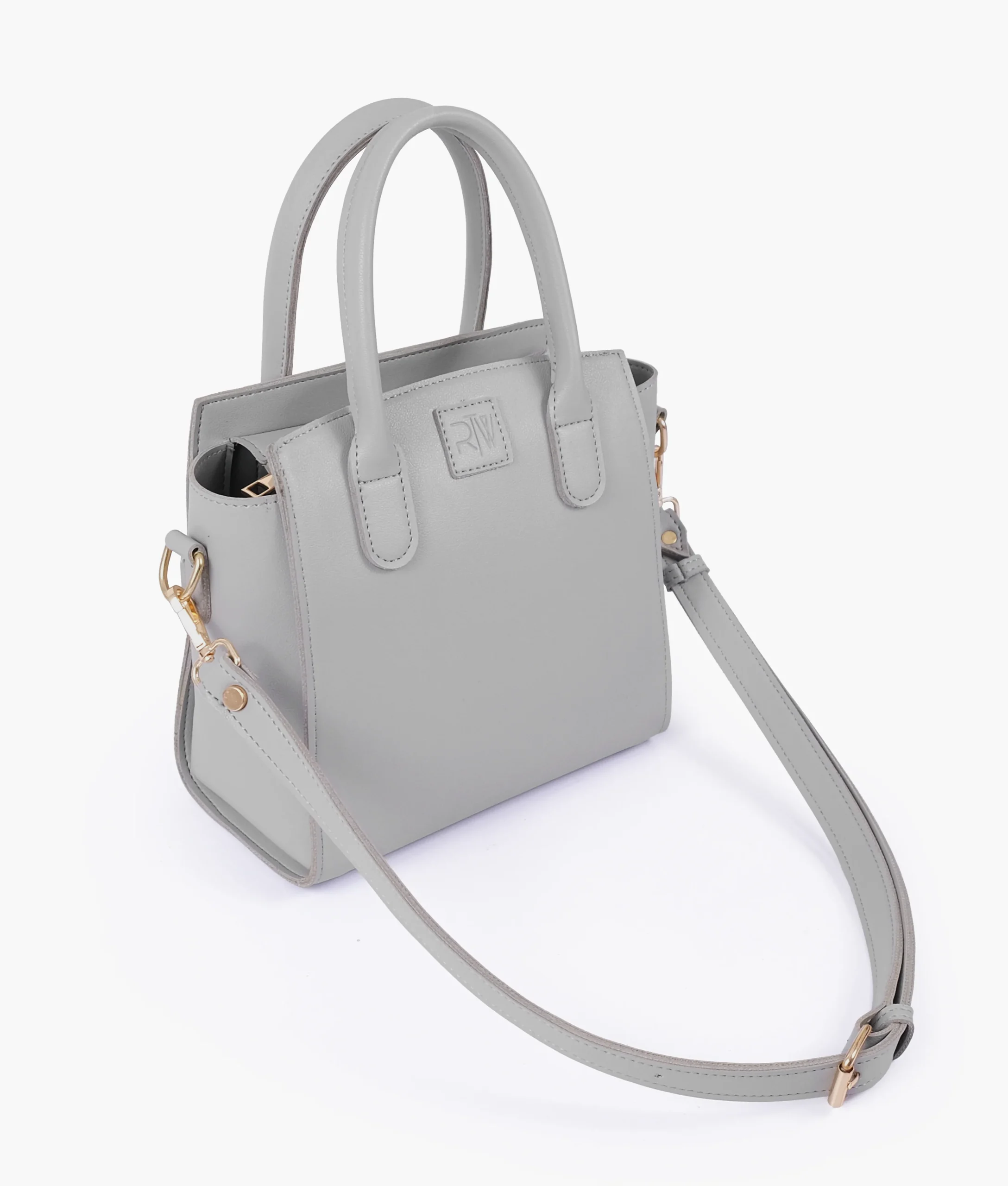 Grey Top Handle Mini Handbag
