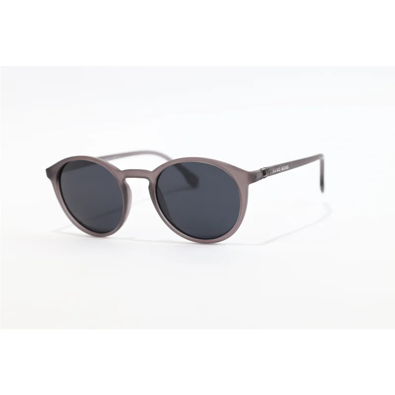 Hugo Boss 2216 Matte Grey Acetate Round Polarized Sunglasses stylish round sunglasses with matte grey acetate frame