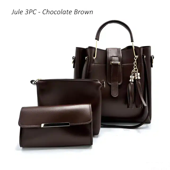 Jule 3PC Chocolate Brown Handbag Set