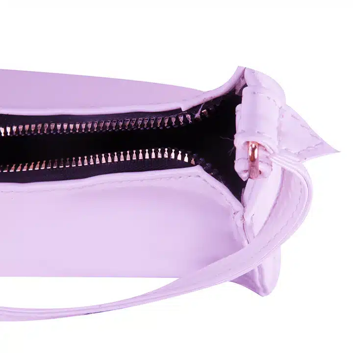 Lilac handbag with minimalist design and structured elegant finish