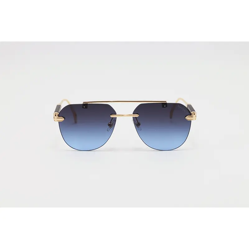 Maybach 3114 Golden Blue Gradient Metal Aviator Sunglasses