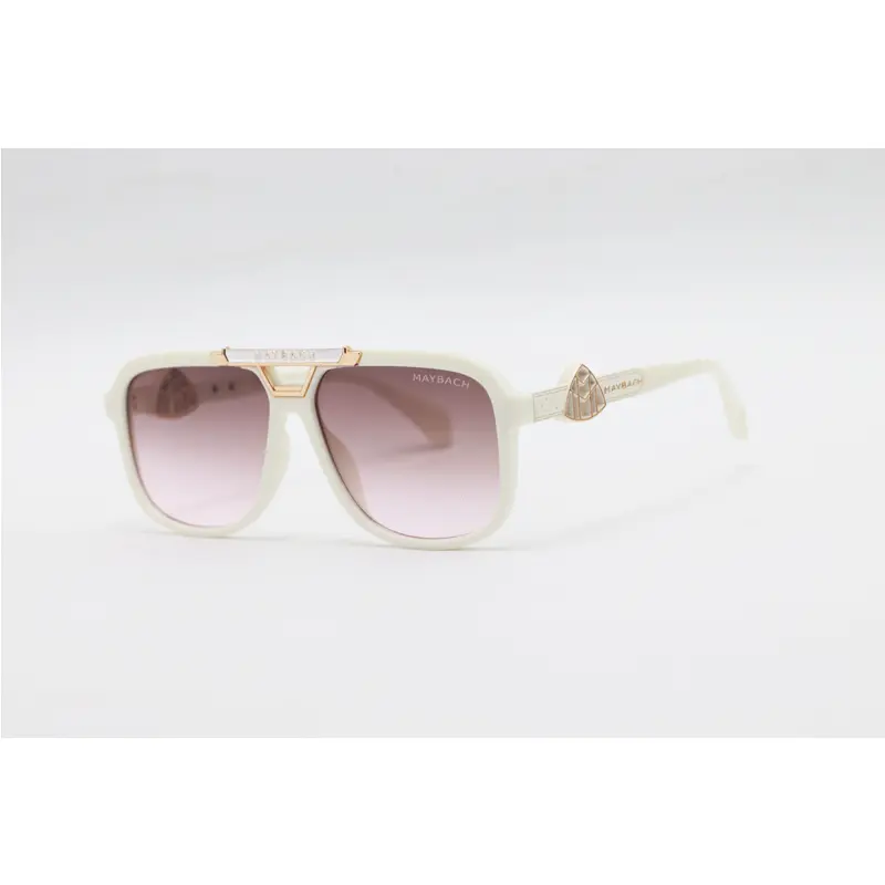 Maybach 8402 White Brown Gradient Acetate Aviator Sunglasses premium sunglasses with brown gradient lenses