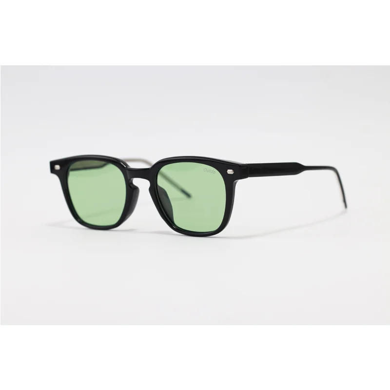 Moscot 9080 Black Green Rectangle Polarized Sunglasses stylish rectangle sunglasses with black frame and green lenses