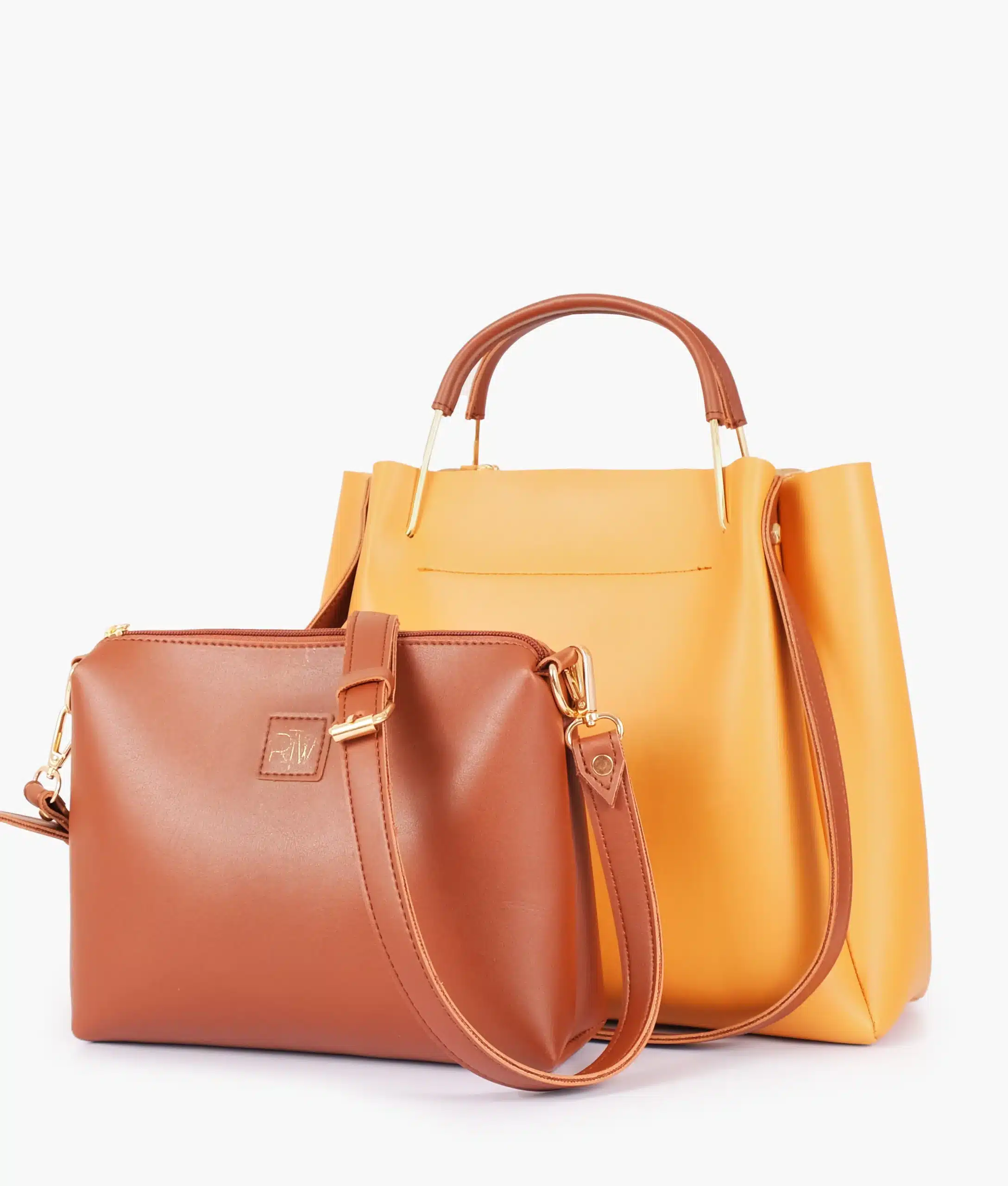 Mustard Metal Handle Tote Bag