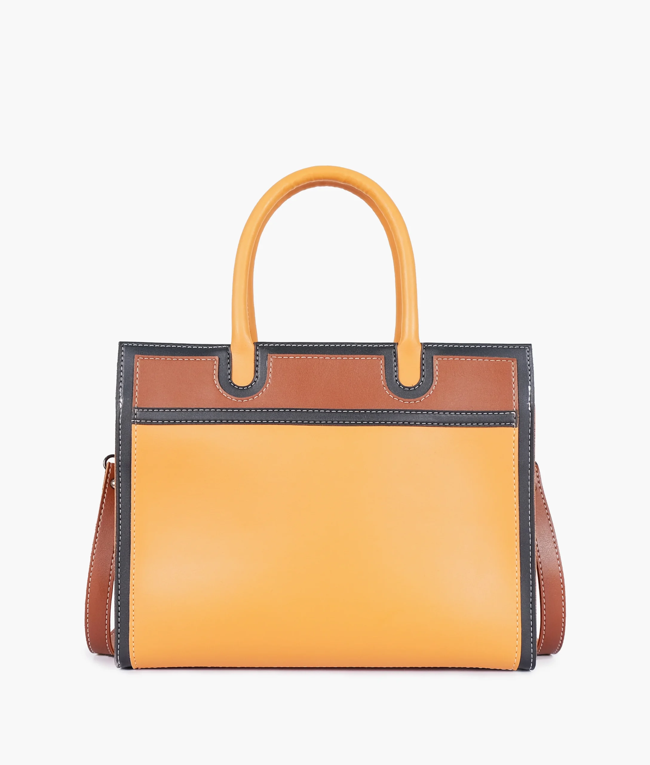 Vintage style mustard handbag with spacious compartments and adjustable strap