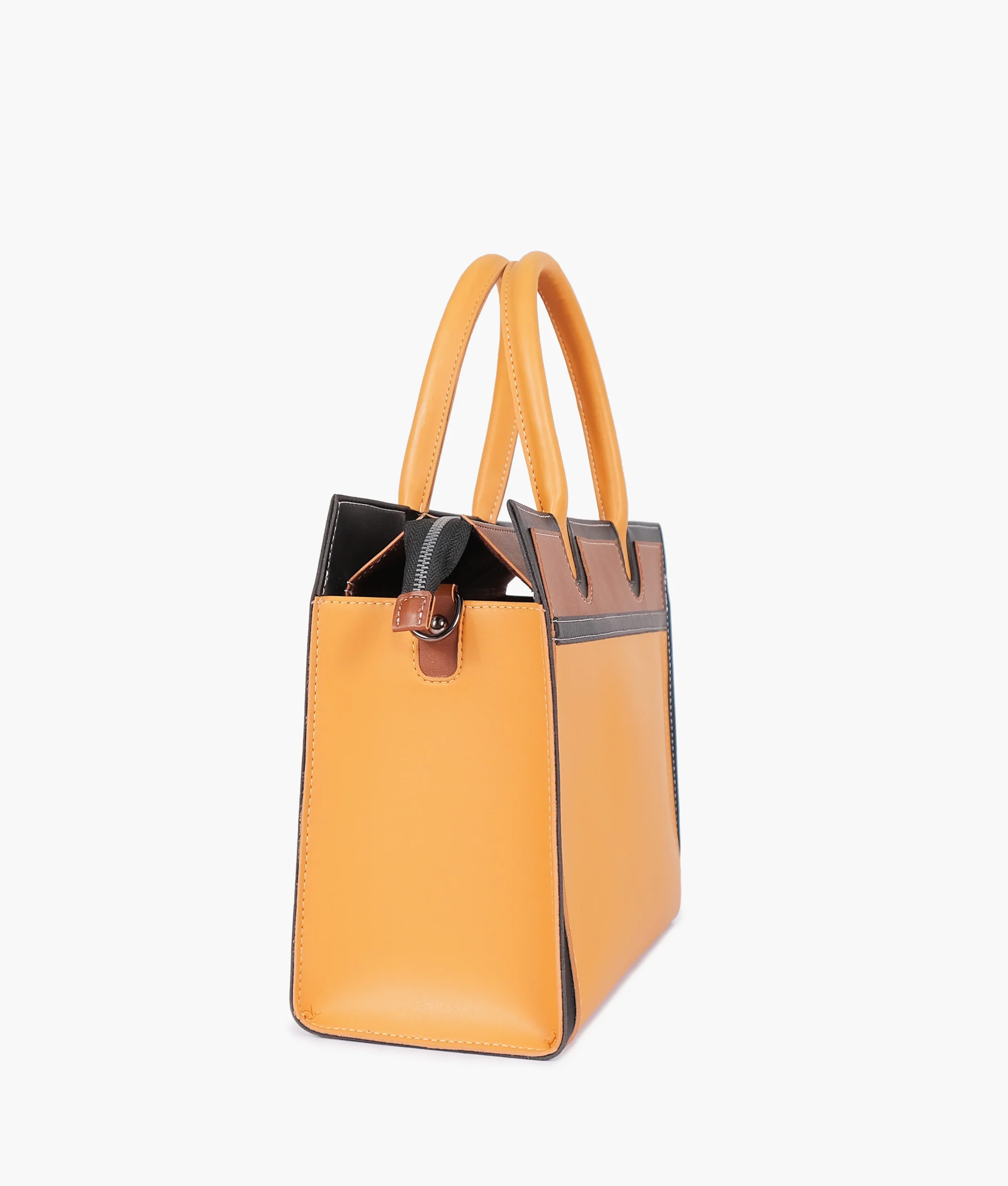 Premium faux leather mustard handbag for women with modern classic look