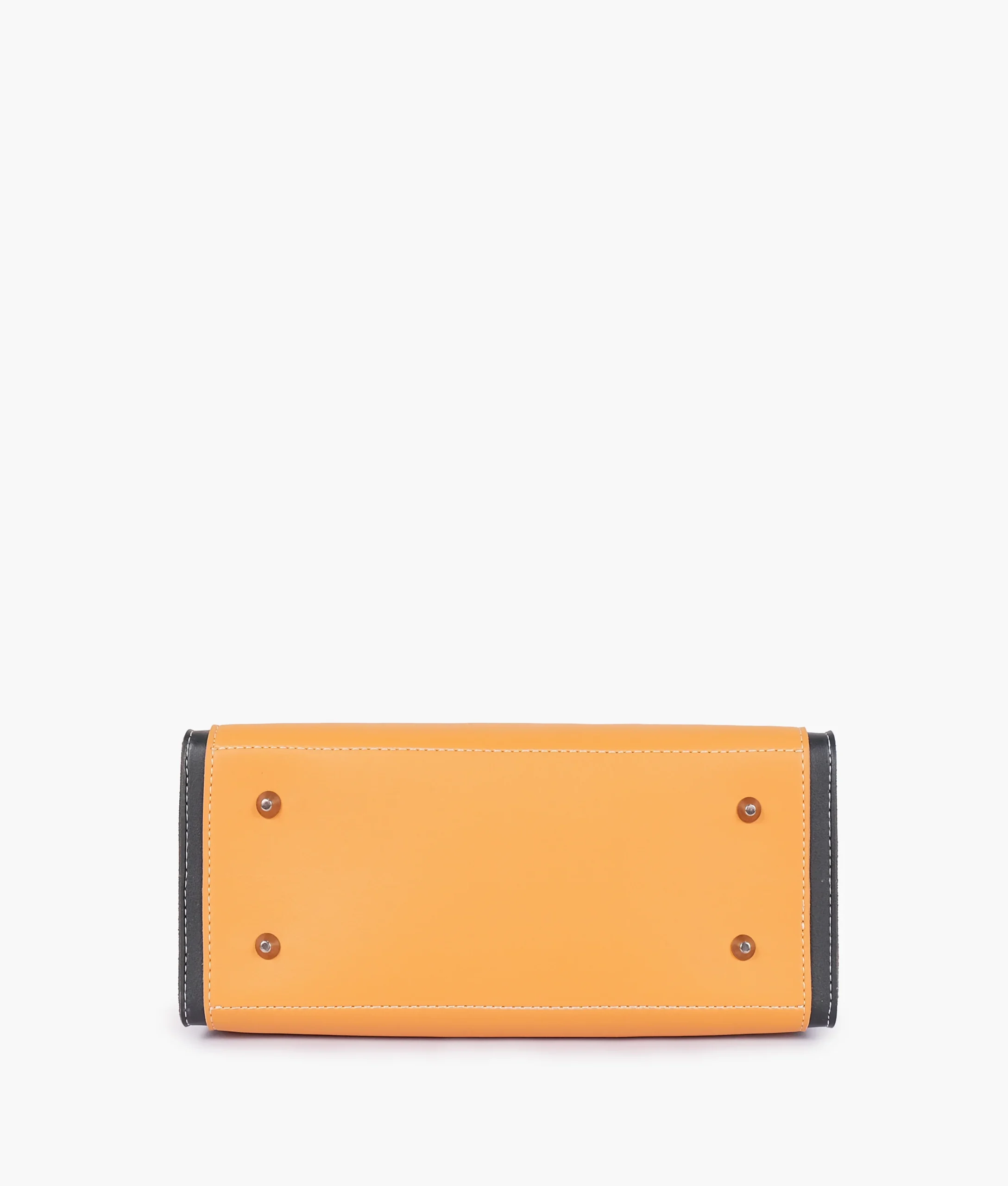 Mustard crocodile texture handbag with structured design and elegant finish
