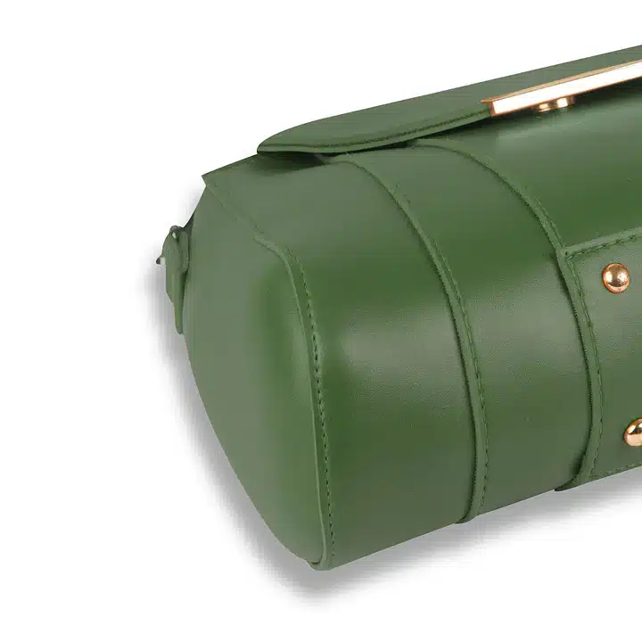 Elegant green handbag showing spacious interior and modern look