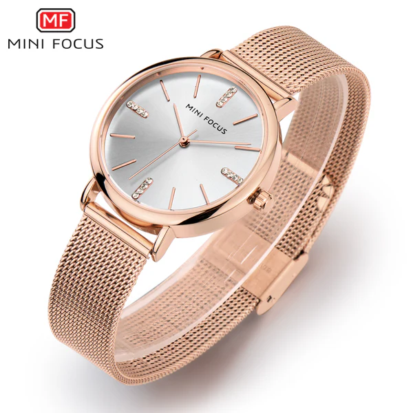Radiant Mini Focus Rose Gold Mesh Ladies Watch