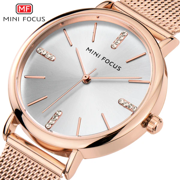 Radiant Mini Focus Rose Gold Mesh Ladies Watch