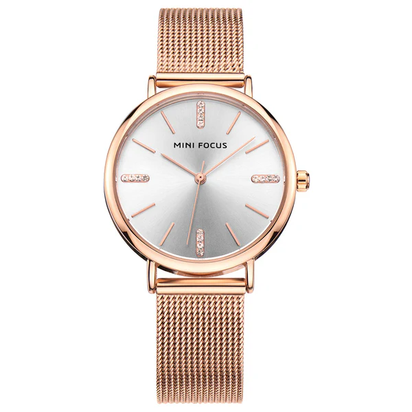 Radiant Mini Focus Rose Gold Mesh Ladies Watch