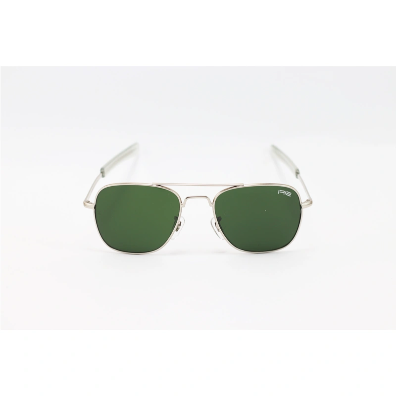 Randolph Engineering Silver Green Aviator Metal Sunglasses