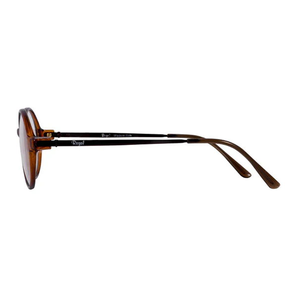 Regal 72-403 brown round eyeglass frame metal plastic lightweight design