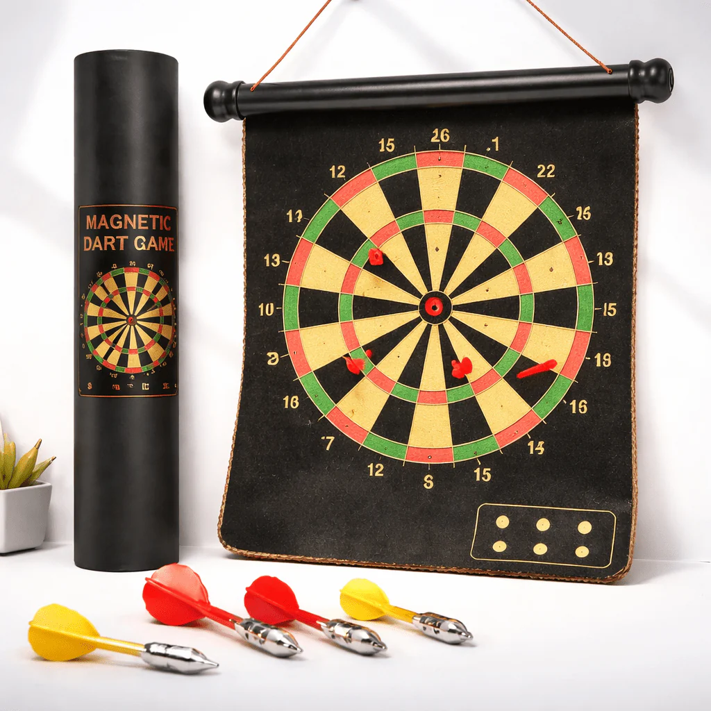 Kids safe dart board toy with soft darts for indoor play