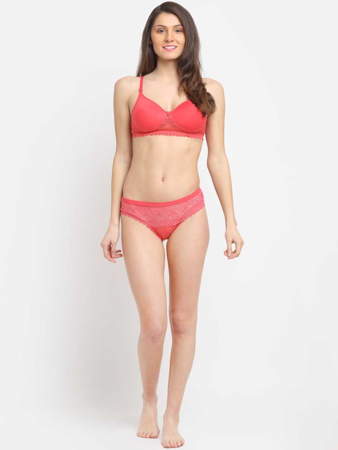 Friskers Self Design Ladies Bra Panty Set