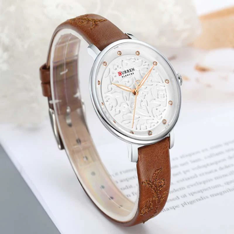 Sleek Curren 9046 Women’s Leather Straps Watch